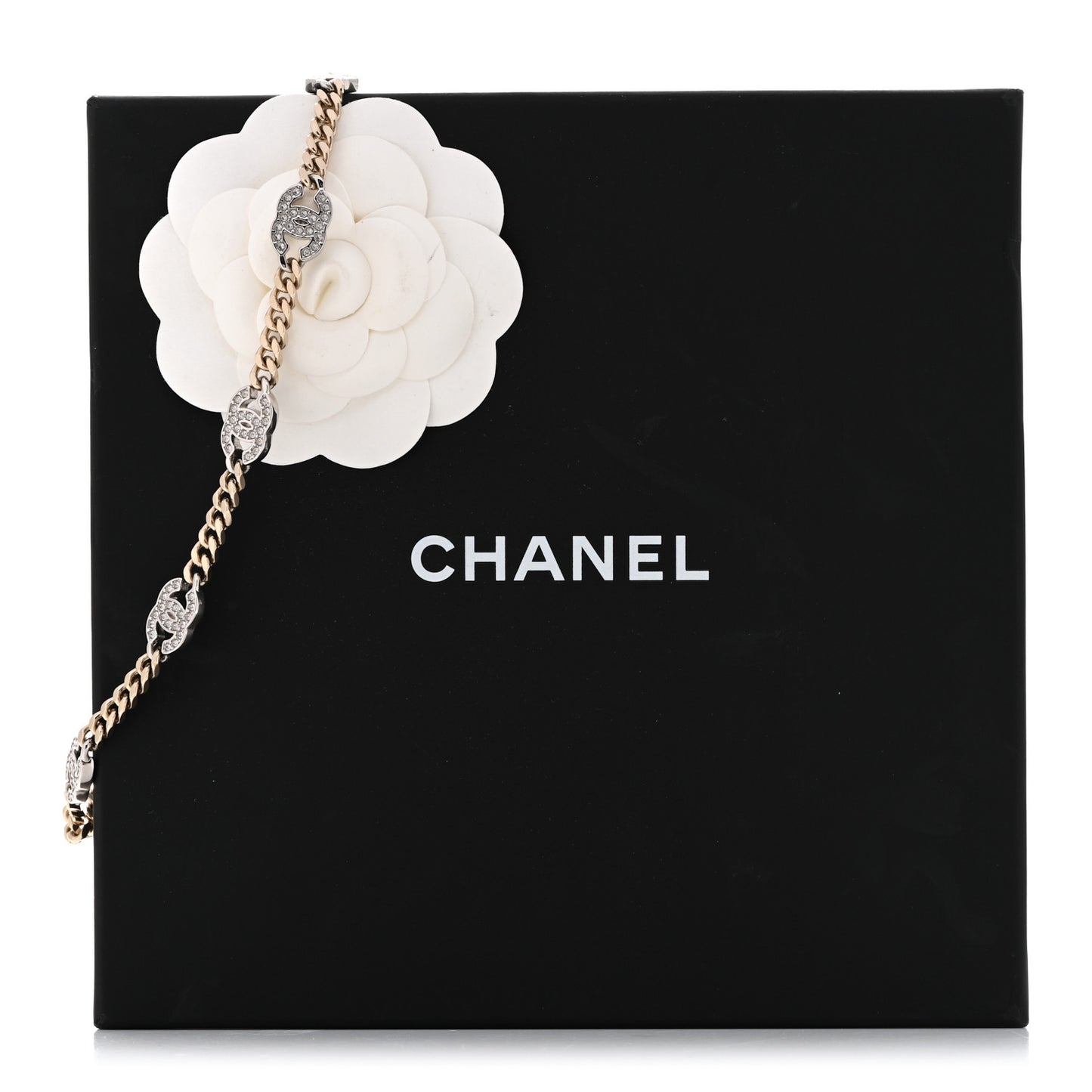 Crystal Chain CC Link Choker Gold Silver