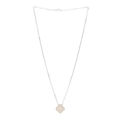 Van Cleef & Arpels 18K White Gold Mother Of Pearl Vintage Alhambra Pendant Necklace 3 of 5