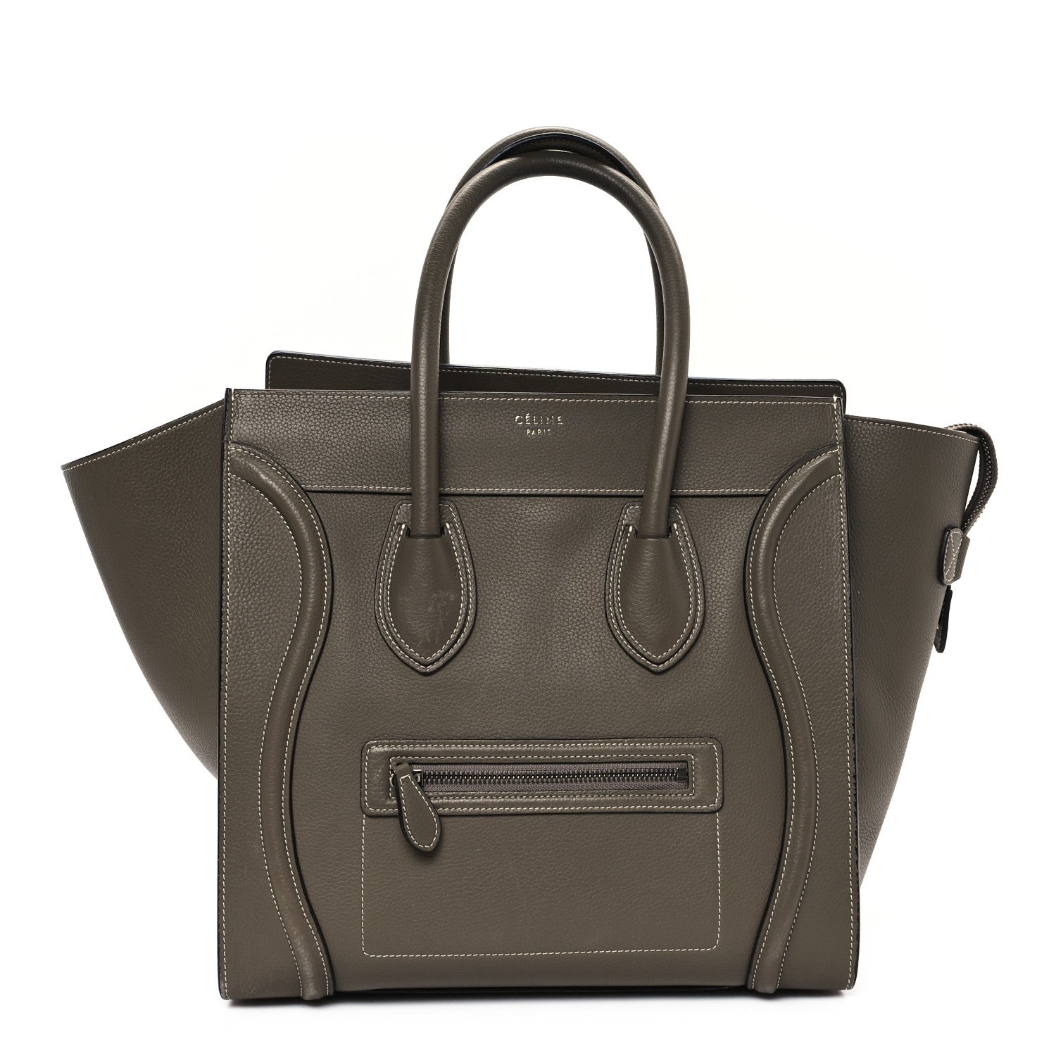 Celine Drummed Calfskin Mini Luggage Souris 1 of 10