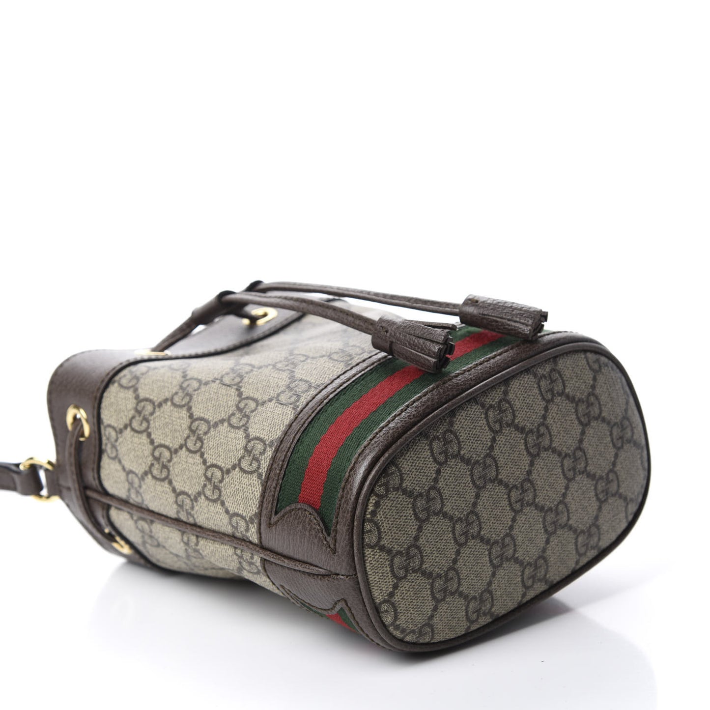 GG Supreme Monogram Web Mini Ophidia Bucket Bag Brown