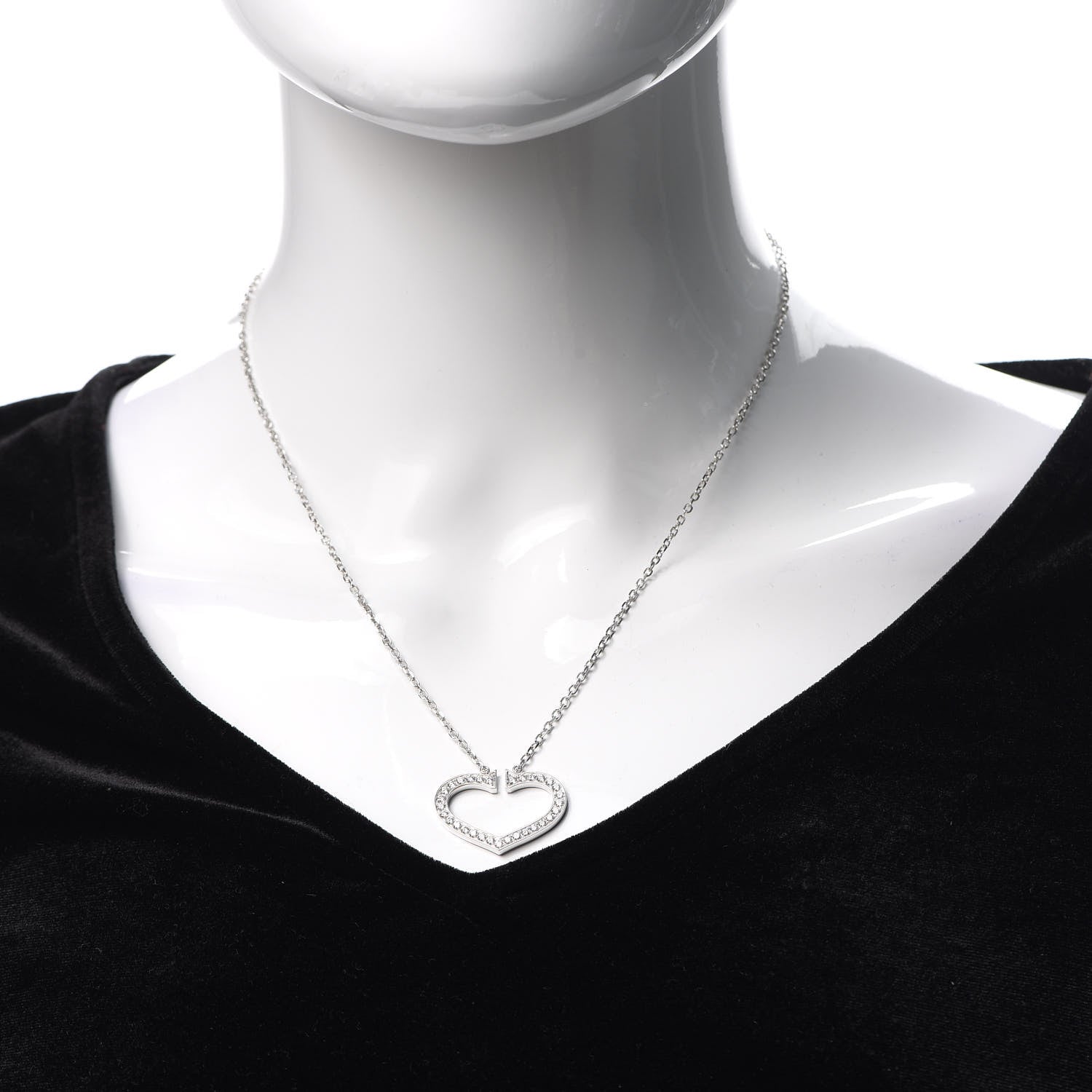 Cartier 18K White Gold Diamond Large Hearts and Symbols Pendant Necklace 2 of 6