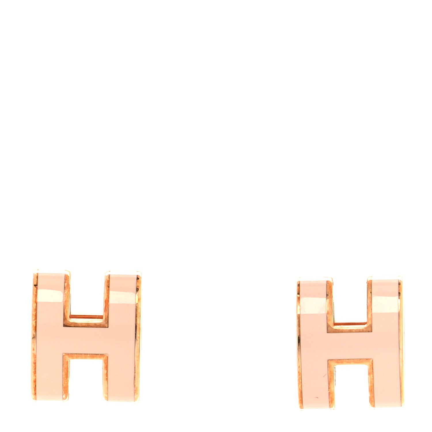 Hermes Rose Gold Lacquered Mini Pop H Earrings Rose Dragee 1 of 6
