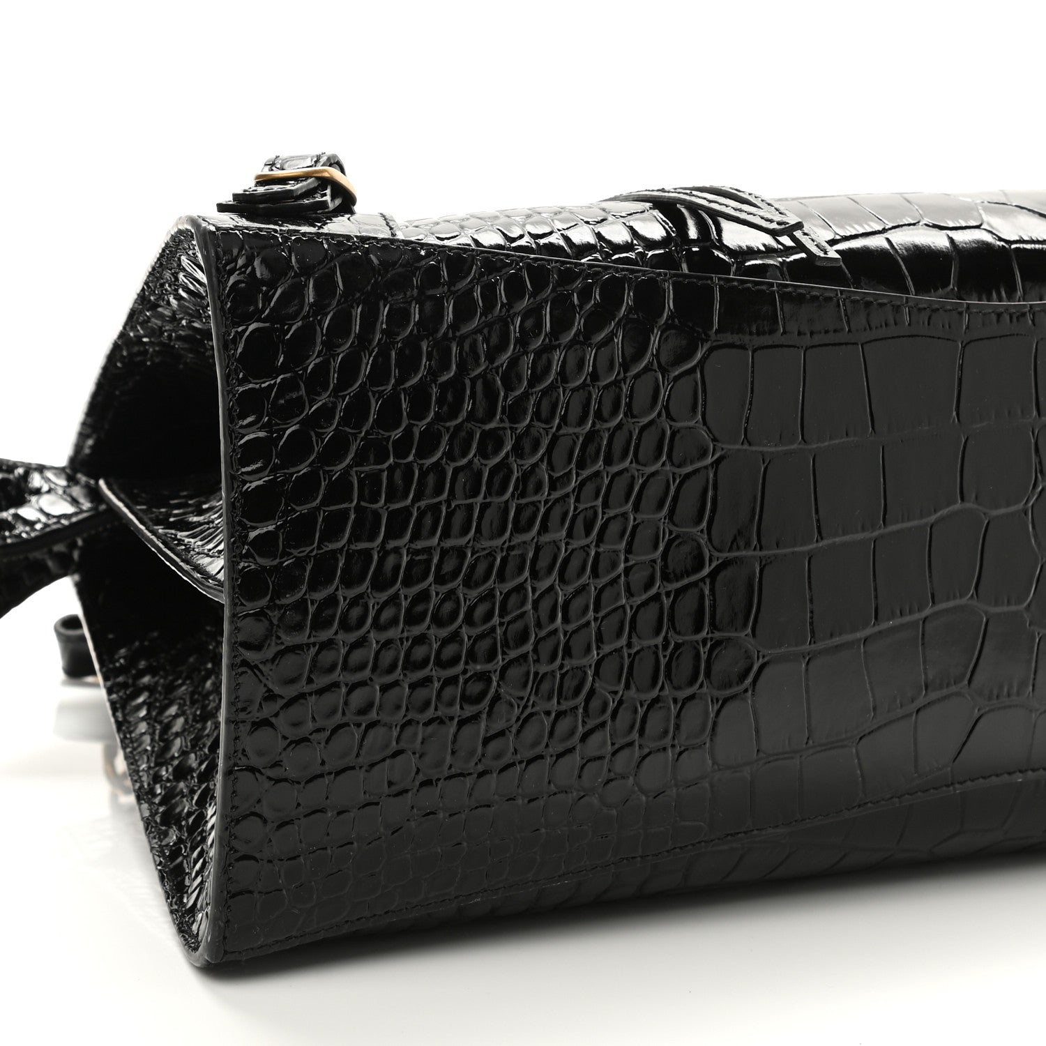Balenciaga Shiny Supple Calfskin Crocodile Embossed Brass Hardware Neo Classic City Black 7 of 8