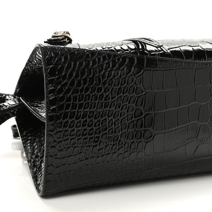 Balenciaga Shiny Supple Calfskin Crocodile Embossed Brass Hardware Neo Classic City Black 7 of 8