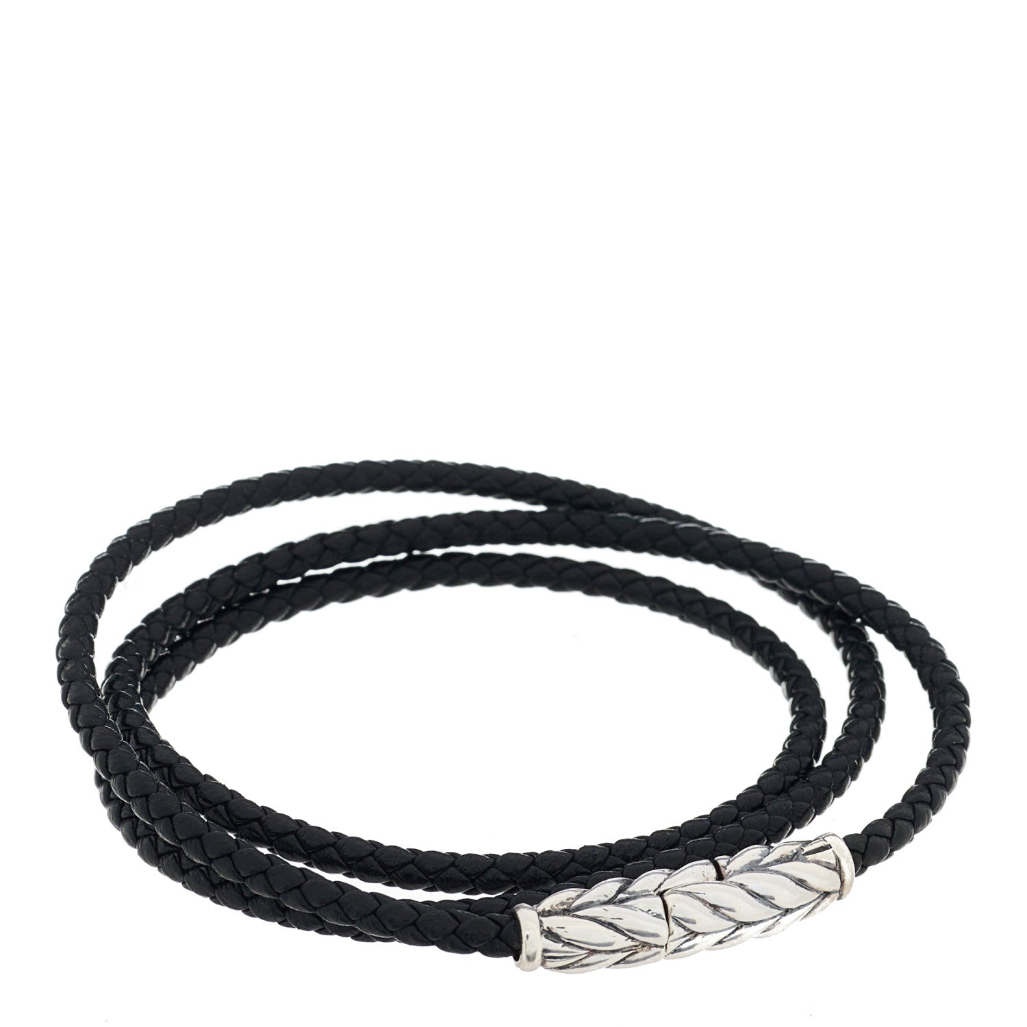 David Yurman Sterling Silver Chevron Triple-Wrap Bracelet Black 1 of 3