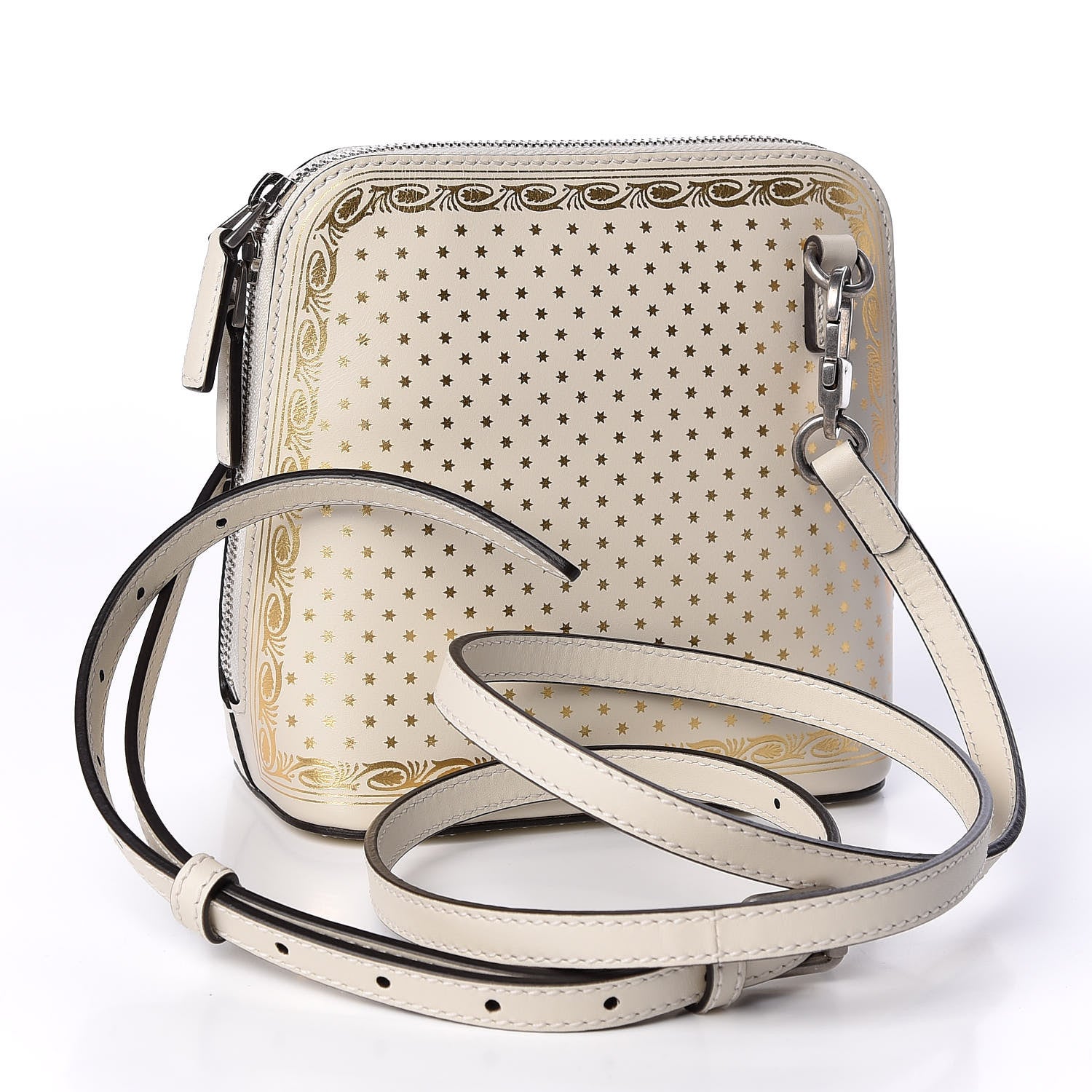 Gucci X SEGA Calfskin GUCCY Stars Mini Dome Shoulder Bag Mystic White Gold 2 of 9