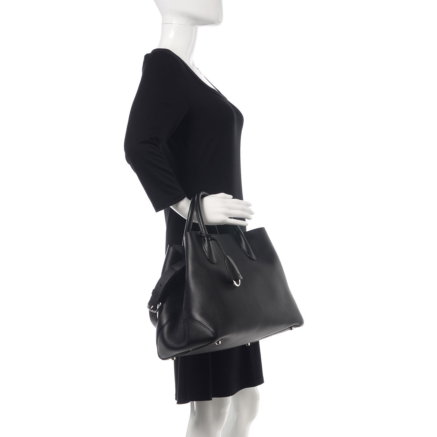 Christian Dior Supple Grained Calfskin Large Open Bar Tote Black 2 of 10