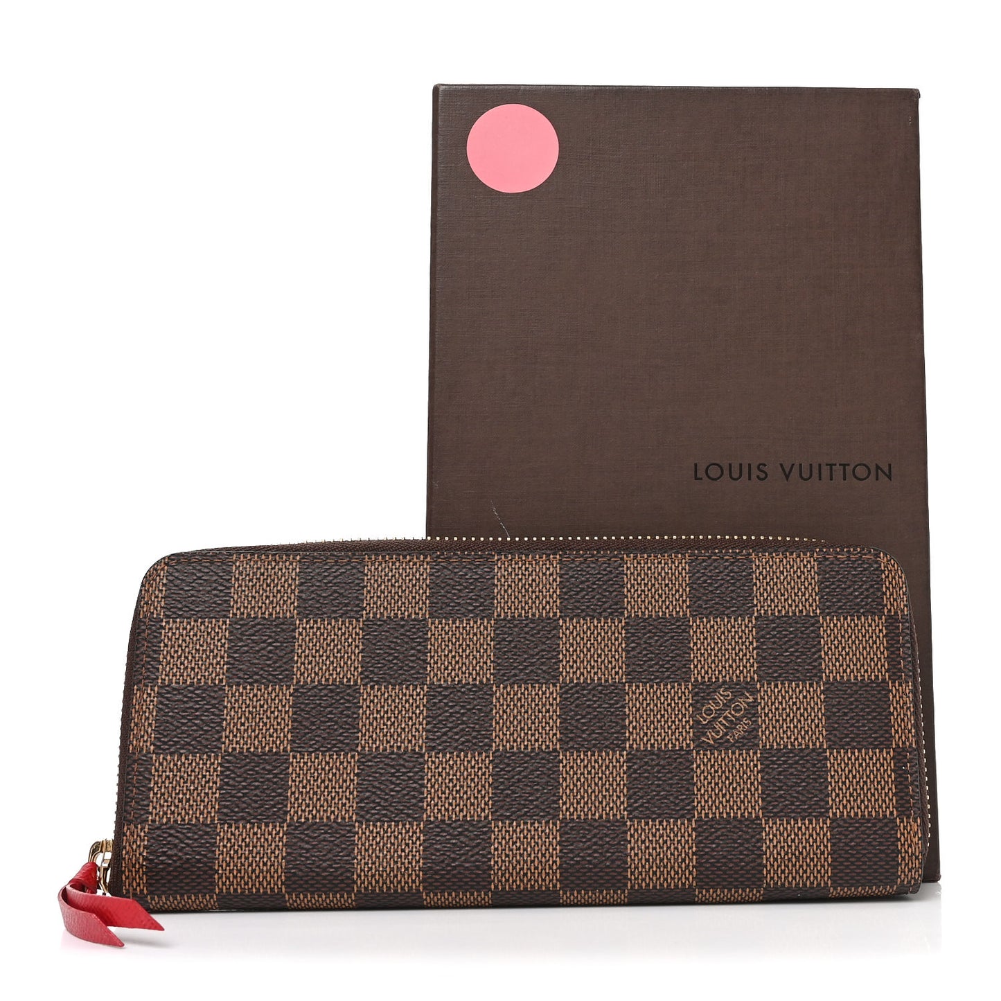 Damier Ebene Clemence Wallet Cherry