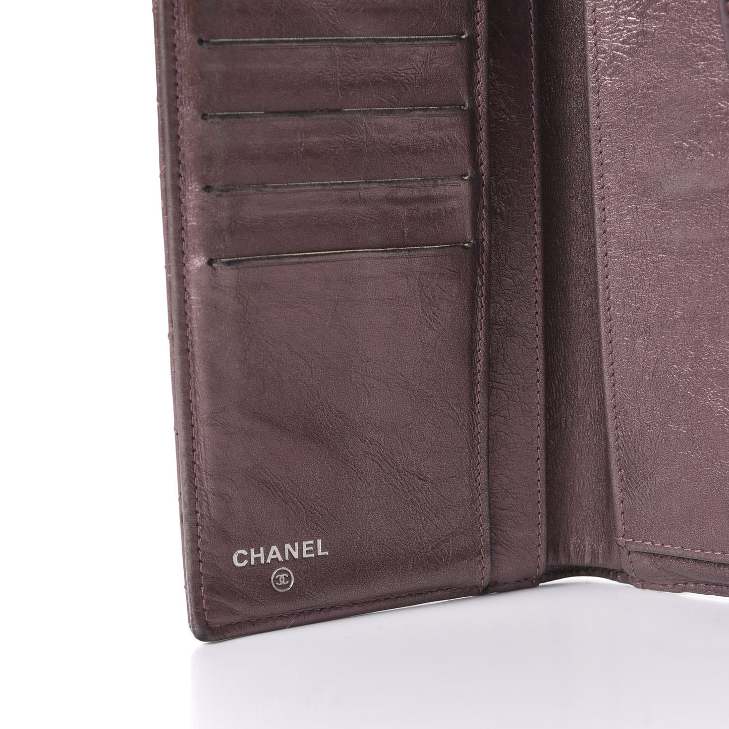 Metallic Aged Calfskin Quilted 2.55 Reissue Wallet Dark Pink