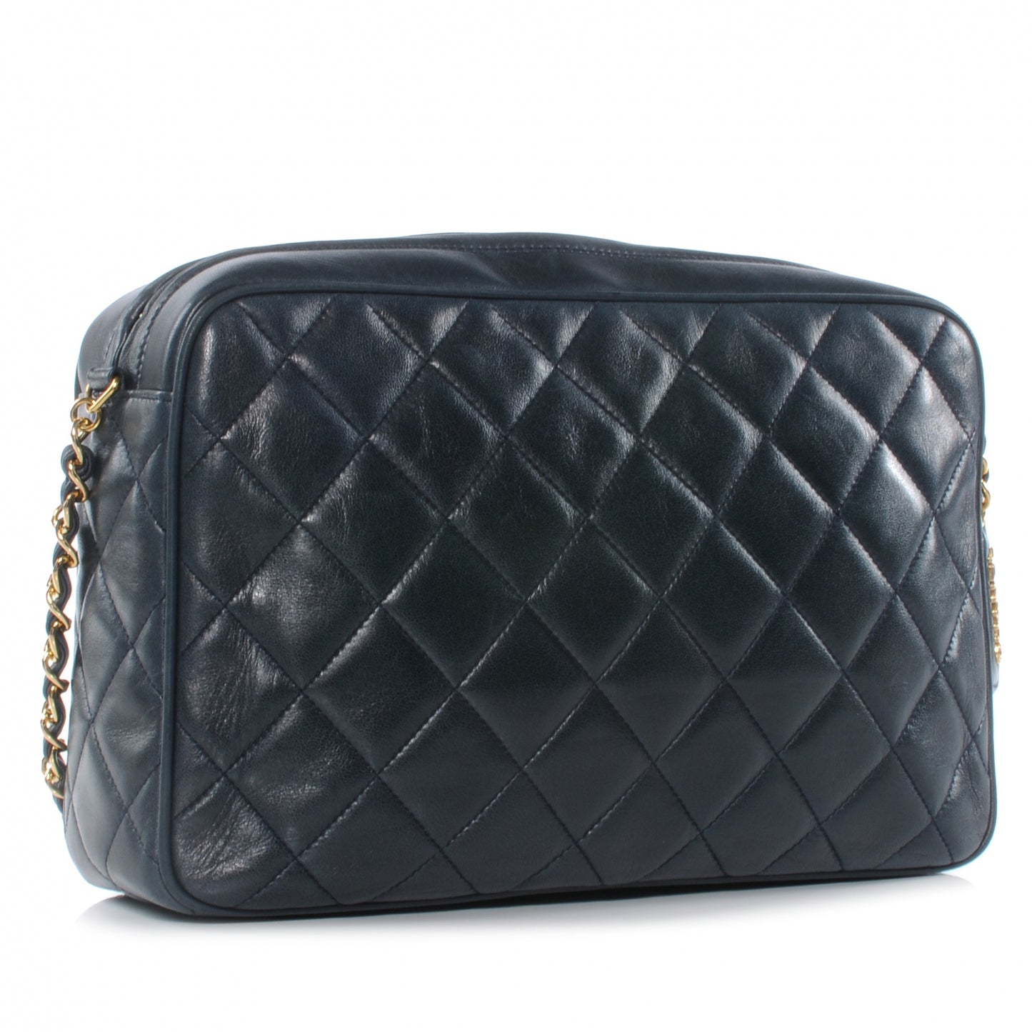 Lambskin Quilted Camera Case Navy