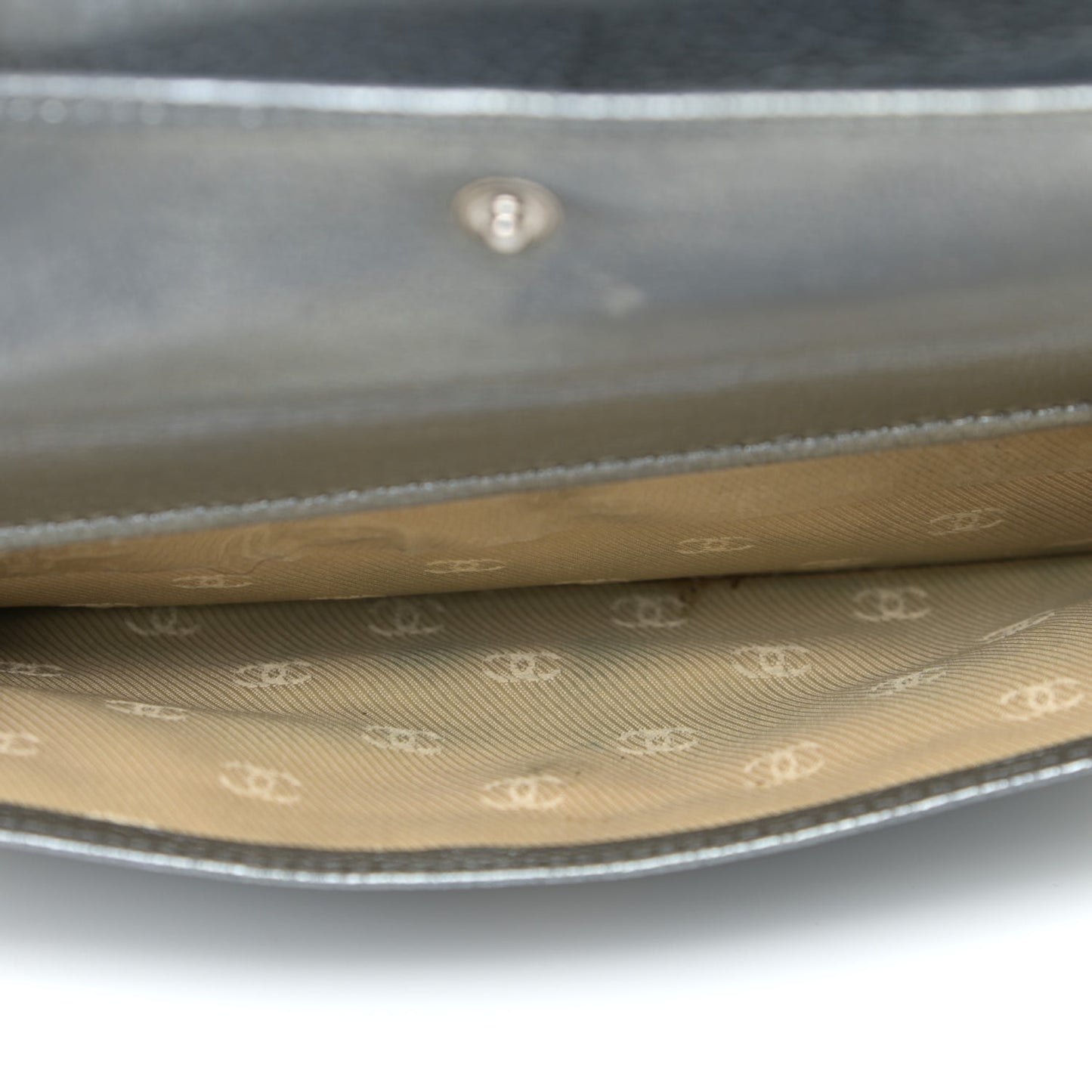 Metallic Goatskin Large Flap Wallet Silver
