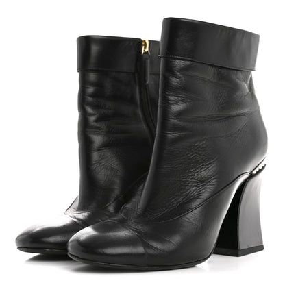 Chanel Goatskin Pearl Cap Toe Boots 38.5 Black 4 of 10