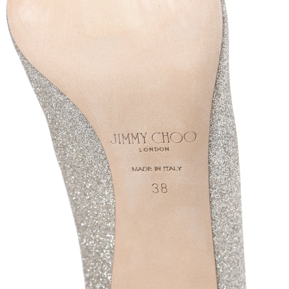 Jimmy Choo Dusty Glitter Romy 100 Pumps 38 Platinum Ice 7 of 9