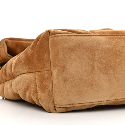 Saint Laurent Suede Calfskin Quilted Small Loulou Puffer Monogram Chain Satchel Cinnamon 9 of 11