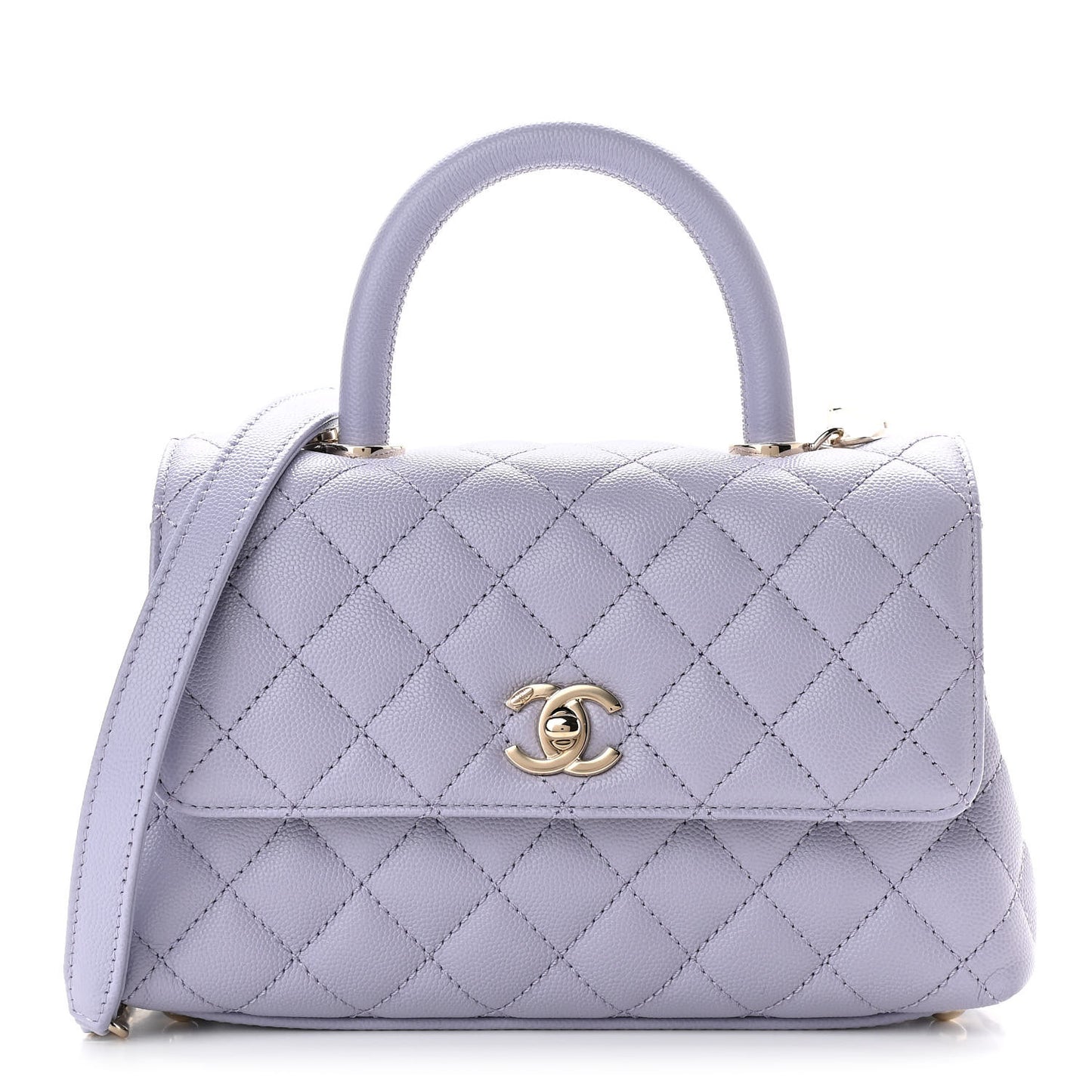 Caviar Quilted Mini Coco Handle Flap Light Purple