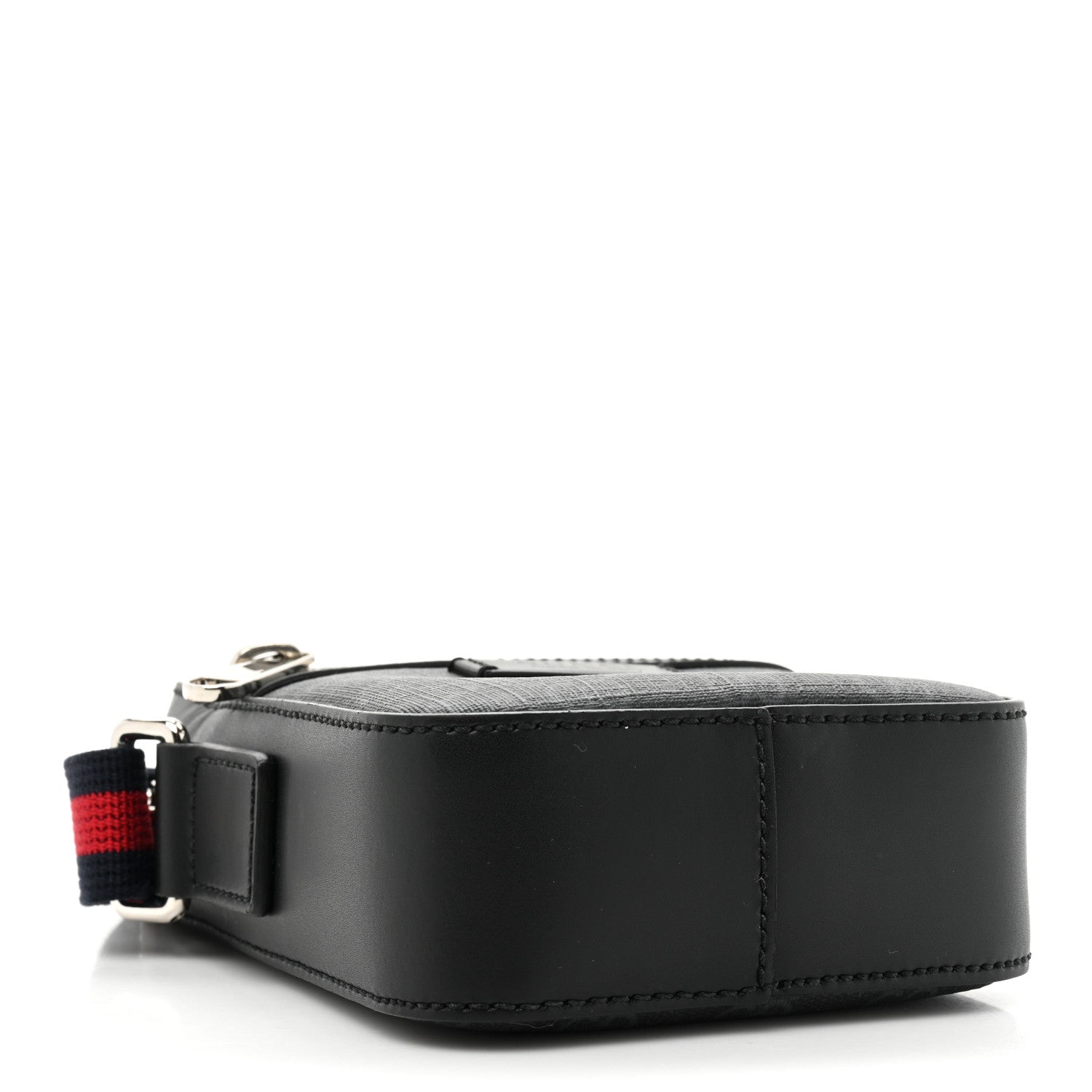 Gucci GG Supreme Monogram Appia Calfskin Web Small Camera Messenger Bag Black Grey 4 of 10
