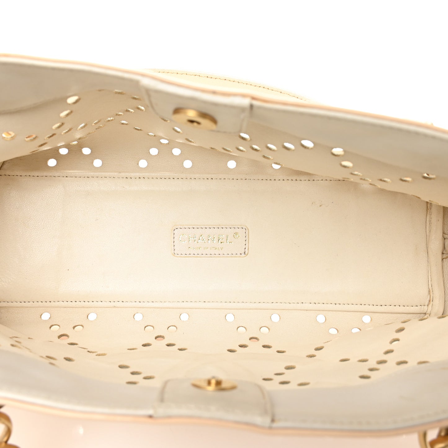 Patent Perforated CC Tote White
