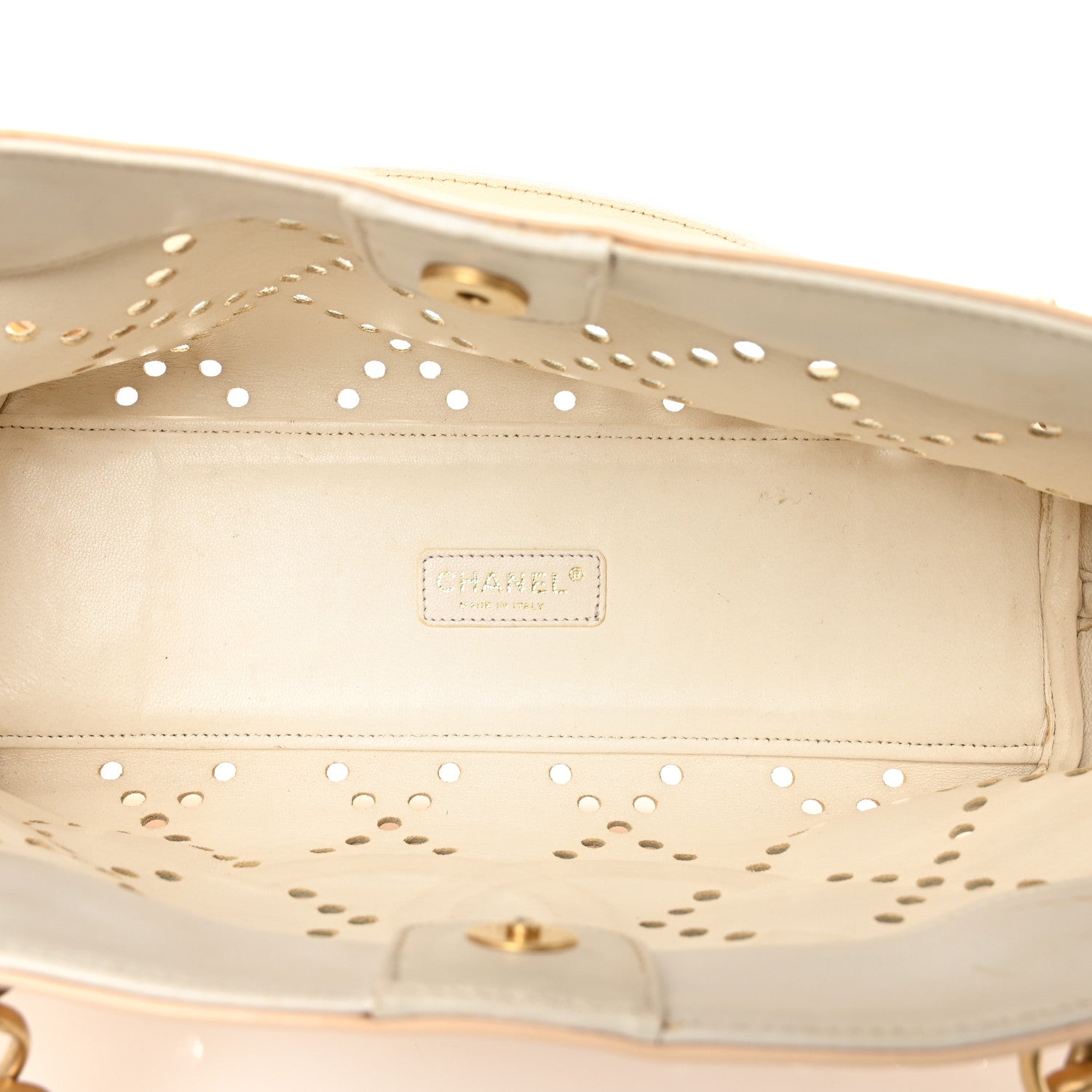 Chanel Patent Perforated CC Tote White 5 of 12