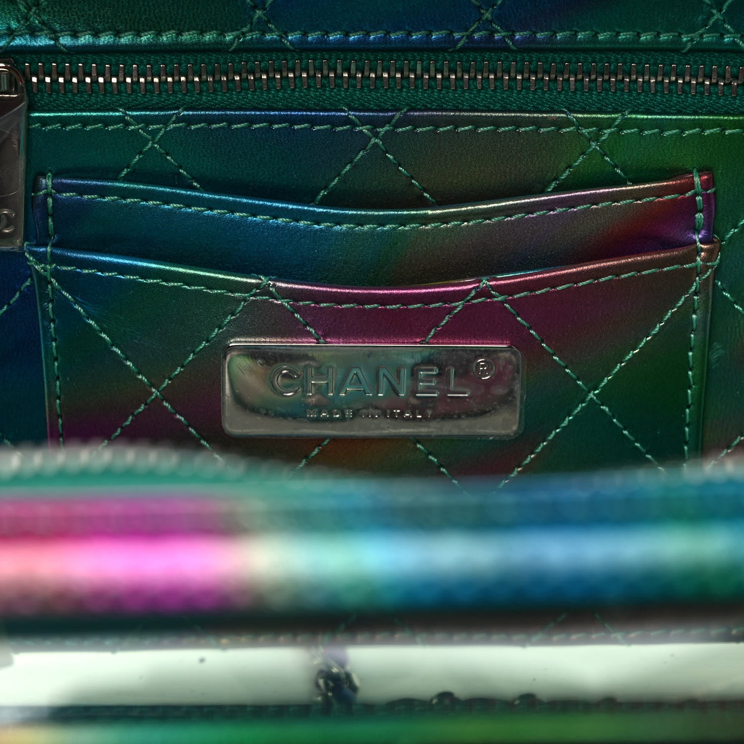 Chanel PVC Patent Calfskin Patent Lambskin Small CC Vanity Case Green 6 of 9