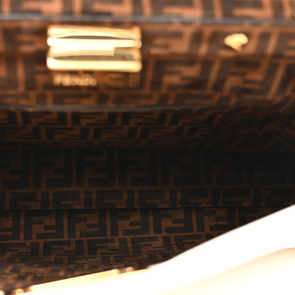 Fendi Vitello Seta Suede FF Mini Peekaboo Iconic Satchel Uovo Sigaro Marrone 5 of 14