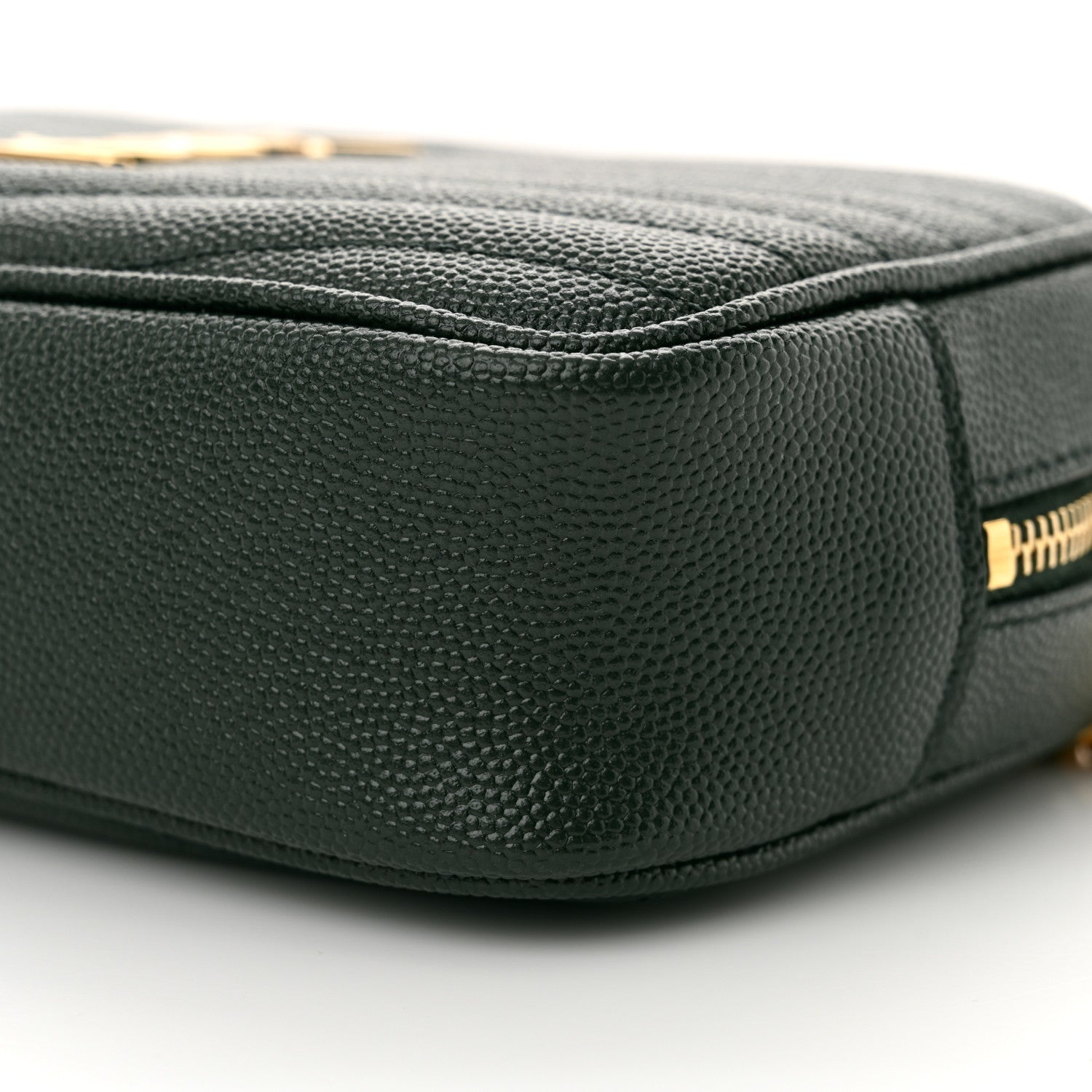 Saint Laurent Grain De Poudre Matelasse Monogram Mini Lou Camera Bag New Vert Fonce 7 of 7