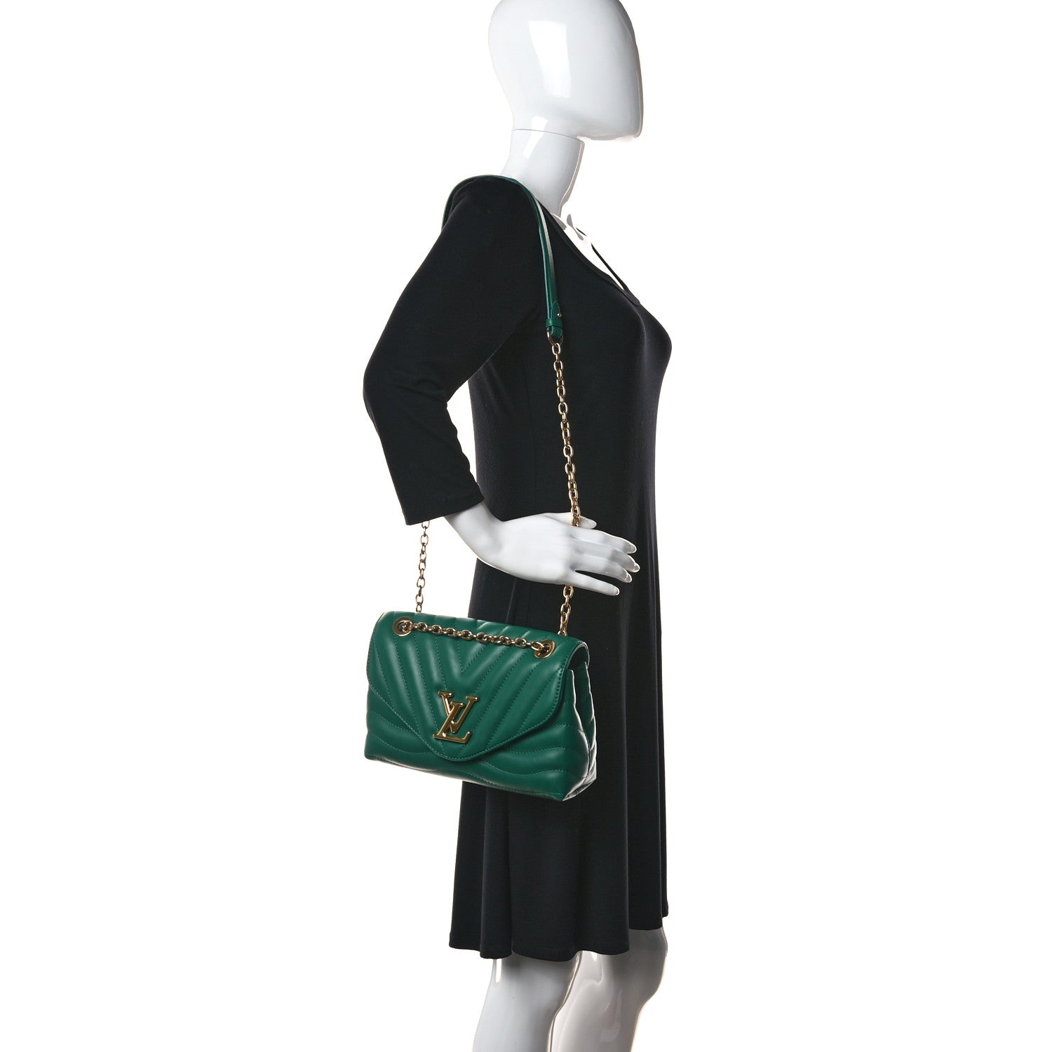 Louis Vuitton Calfskin New Wave Chain Bag MM NM Emerald 2 of 10