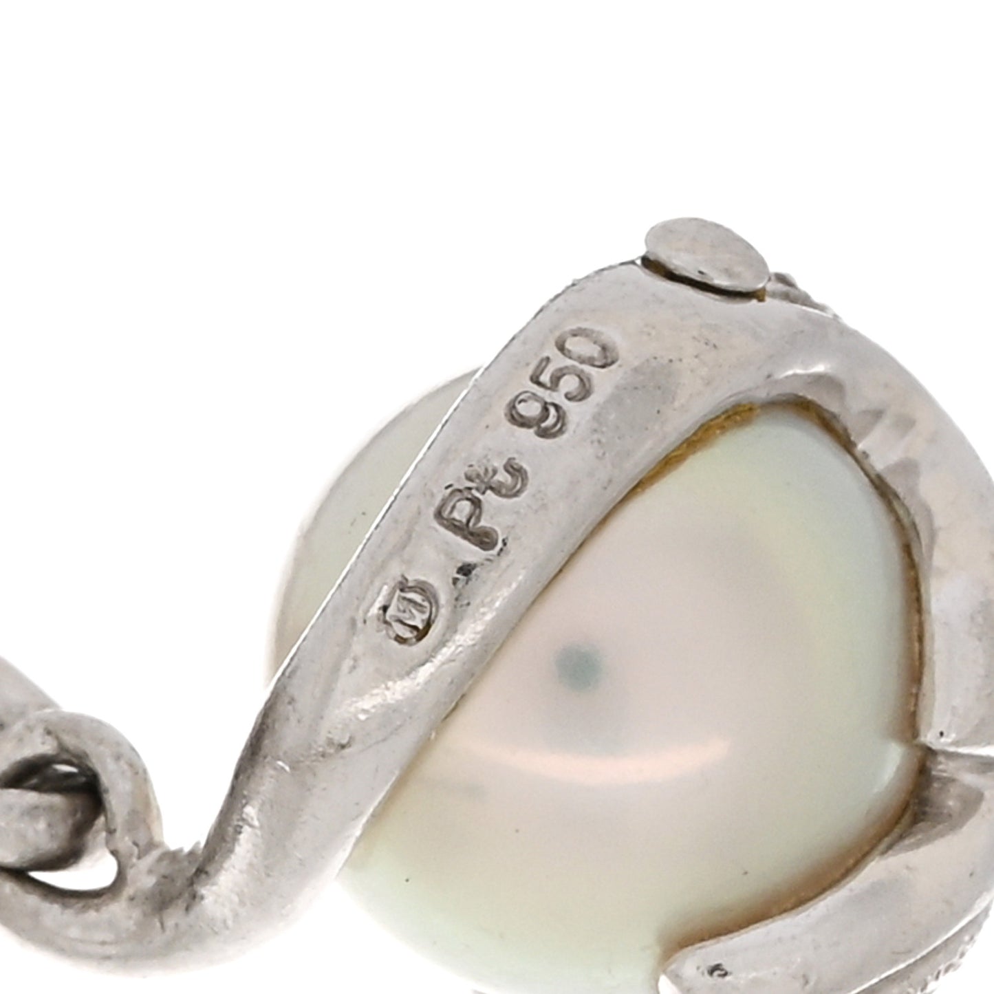 Platinum Diamond Akoya Pearl 7.5-8mm Leaf Drop Earrings