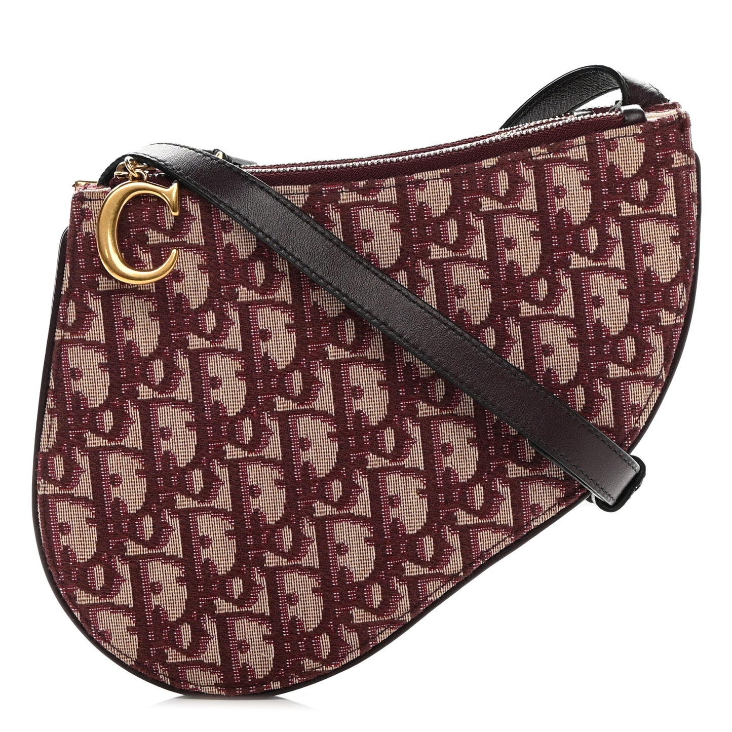 Oblique Saddle Pouch With Strap Burgundy