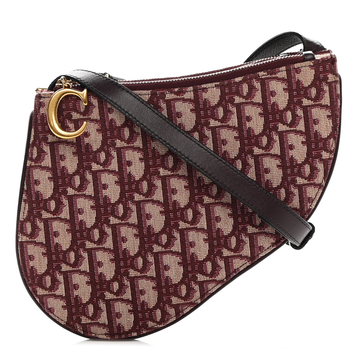 Christian Dior Oblique Saddle Pouch With Strap Burgundy 1 of 15