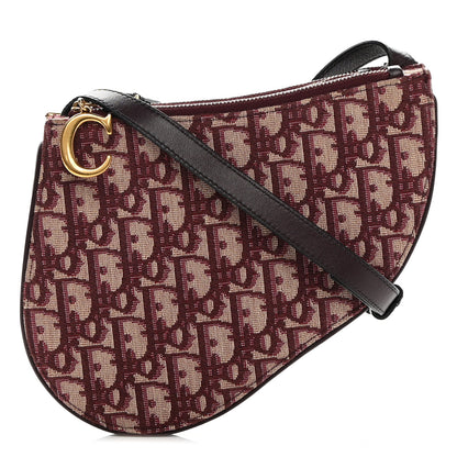 Christian Dior Oblique Saddle Pouch With Strap Burgundy 1 of 15