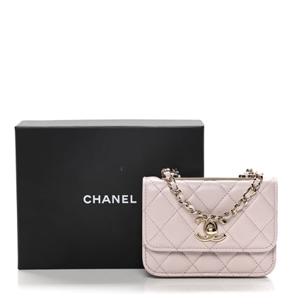 Chanel Lambskin Quilted Trendy CC Card Holder On Chain Light Pink 13 of 26