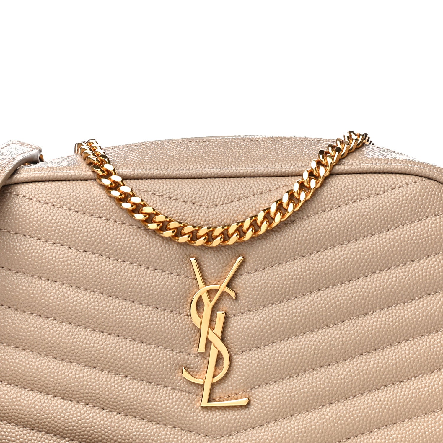 Saint Laurent Grain De Poudre Matelasse Monogram Mini Lou Camera Bag Dark Beige 10 of 11