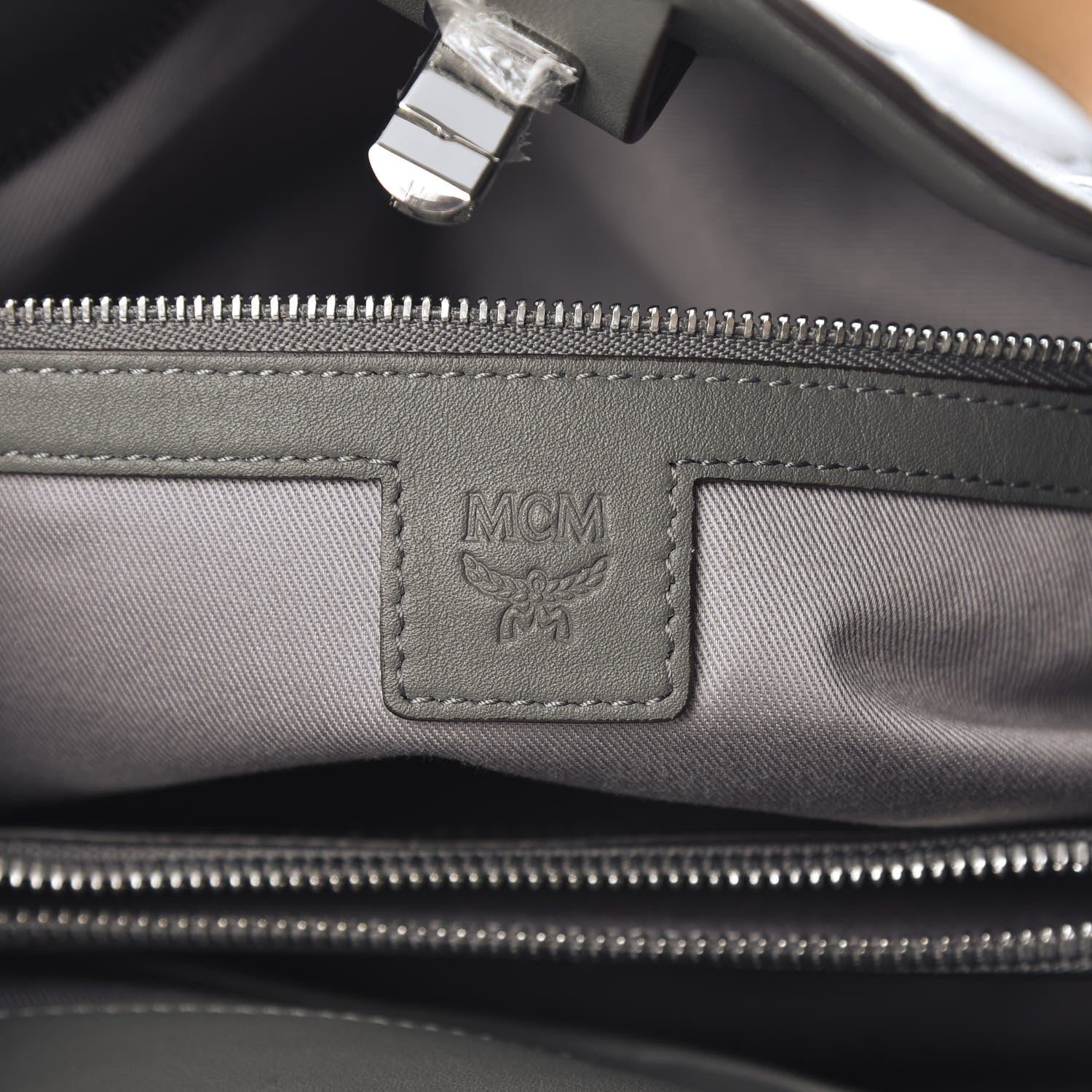 MCM Calfskin Ottomar Monogram Large Essential Tote Charcoal 6 of 10