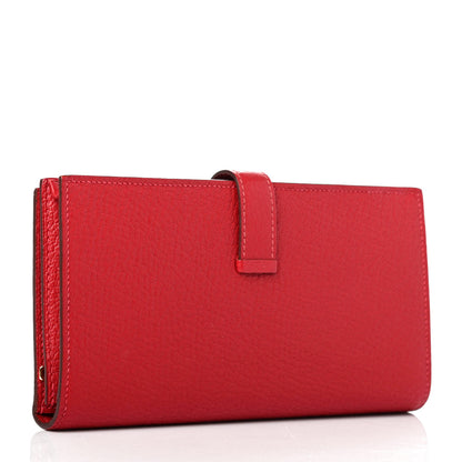 Hermes Chevre Mysore Bearn Gusset Wallet Rouge Casaque 2 of 4