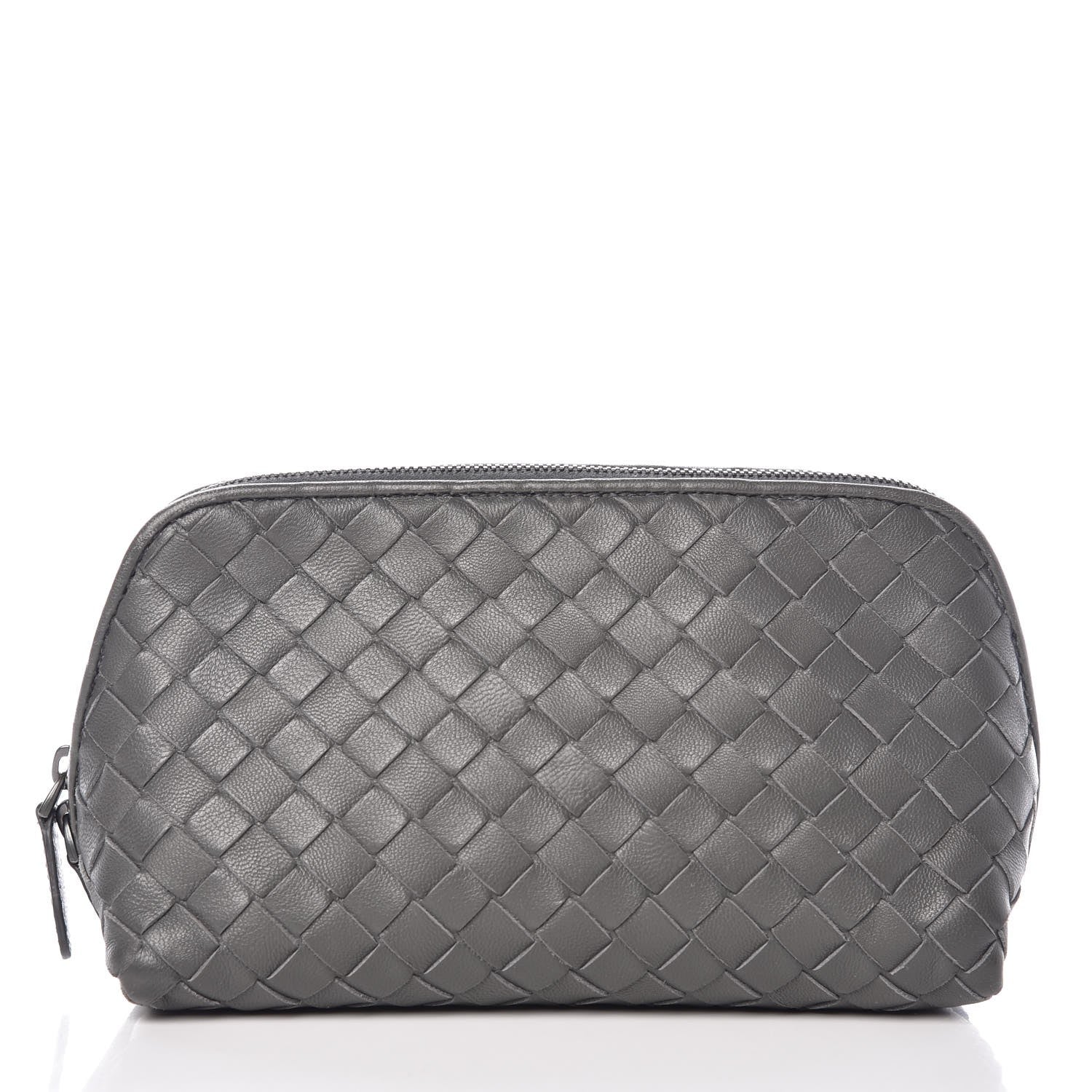 Bottega Veneta Nappa Intrecciato Cosmetic Pouch Grey 1 of 11