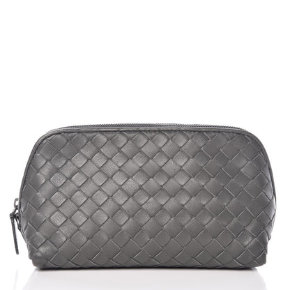 Bottega Veneta Nappa Intrecciato Cosmetic Pouch Grey 1 of 11