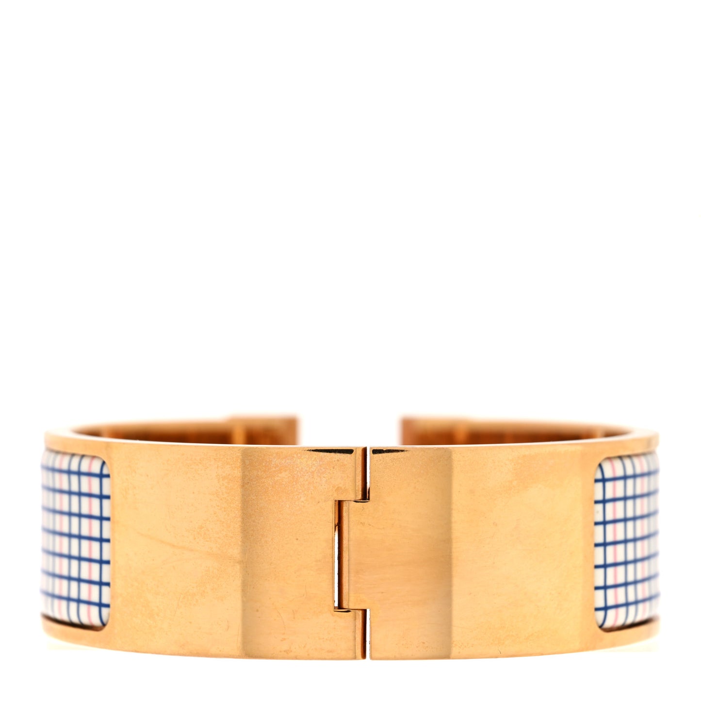 Enamel Wide Clic Clac H Tartan Bracelet PM Pink Delirium