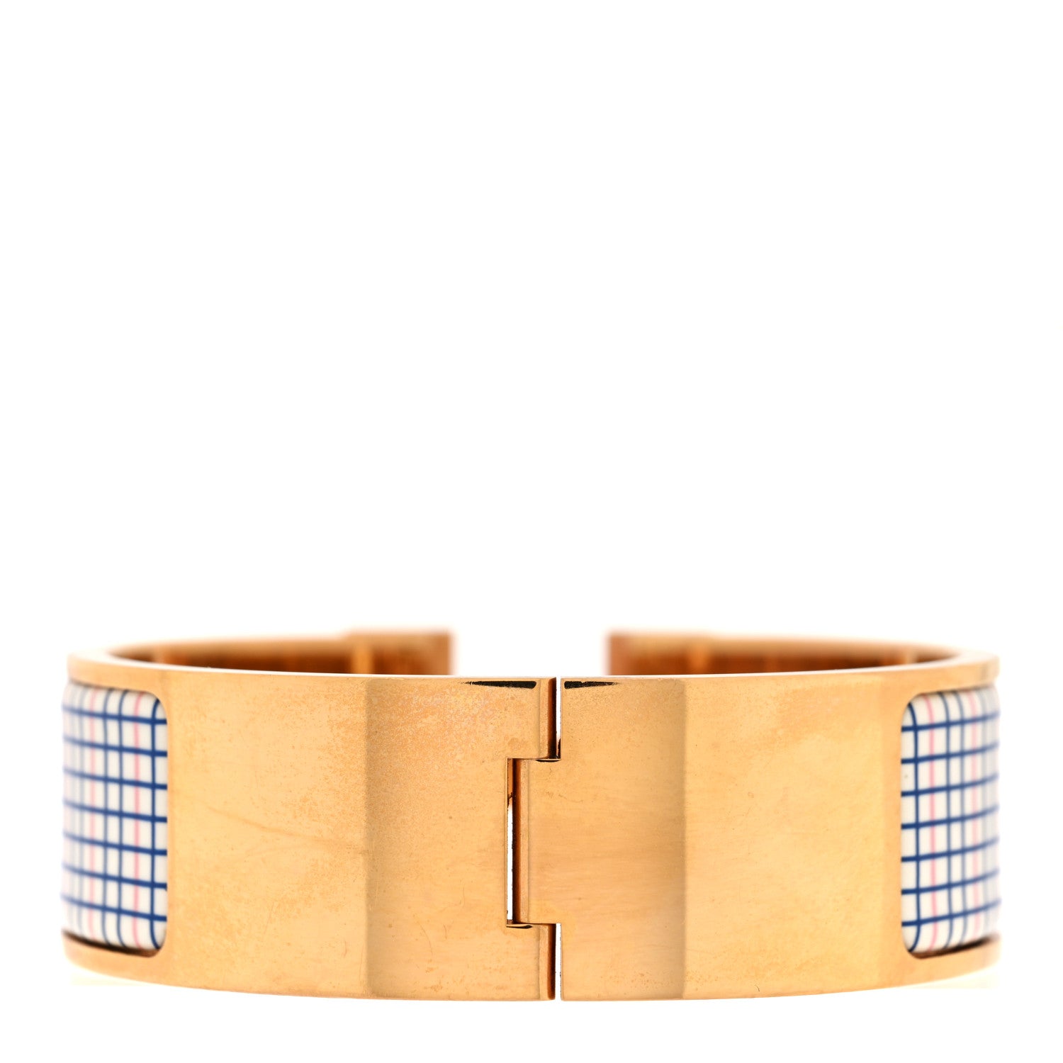 Hermes Enamel Wide Clic Clac H Tartan Bracelet PM Pink Delirium 3 of 4