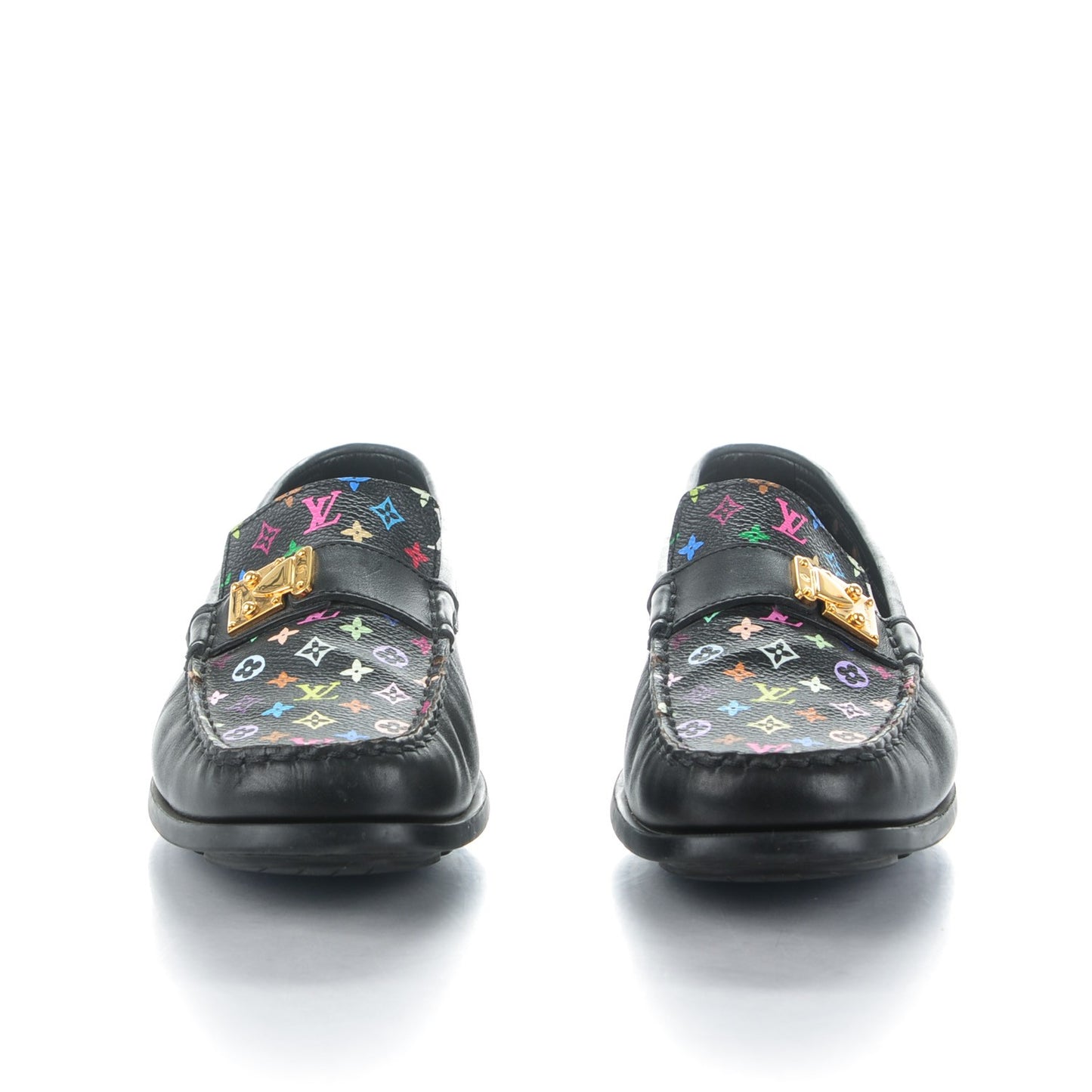 Monogram Multicolor Lock Oxford Loafers 41 Black