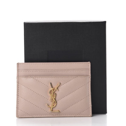 Saint Laurent Grain De Poudre Matelasse Chevron Monogram Credit Card Case Pale Pink 8 of 8