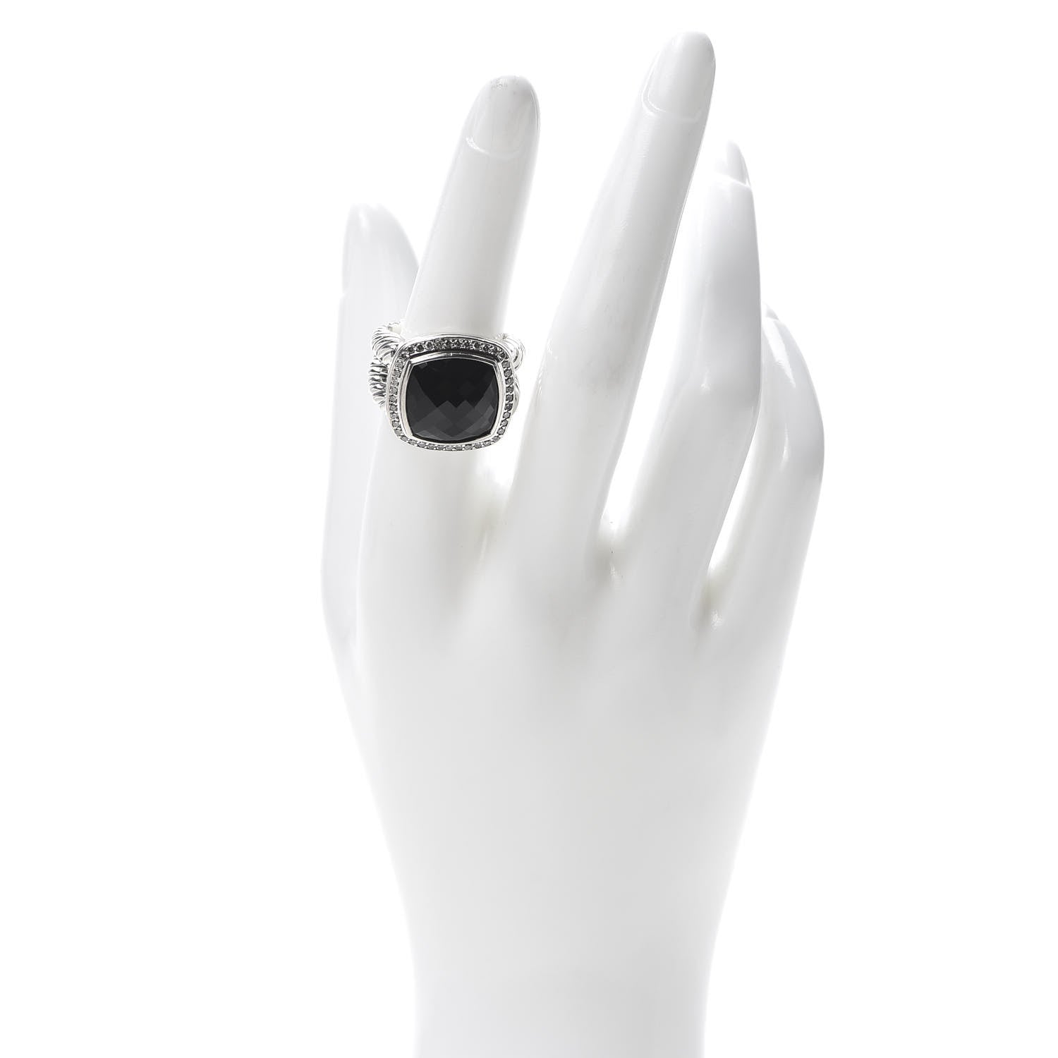 David Yurman Sterling Silver Diamond Black Onyx 14mm Albion Ring 54 7 2 of 5