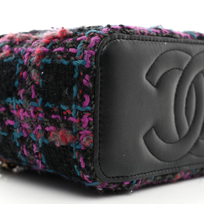 Chanel Tweed Quilted Small Vanity Case With Chain Black Purple Green Red 10 of 11