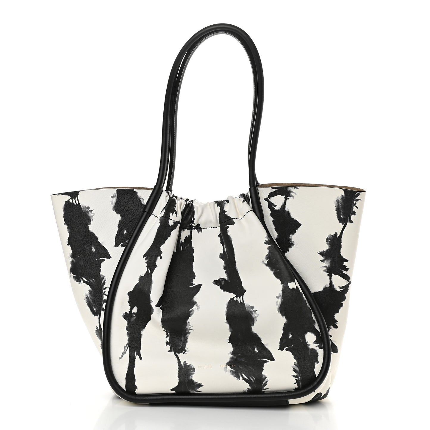 Lambskin Tie Dye XL Ruched Tote Optic White Black