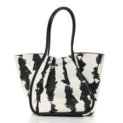 Proenza Schouler Lambskin Tie Dye XL Ruched Tote Optic White Black 3 of 10