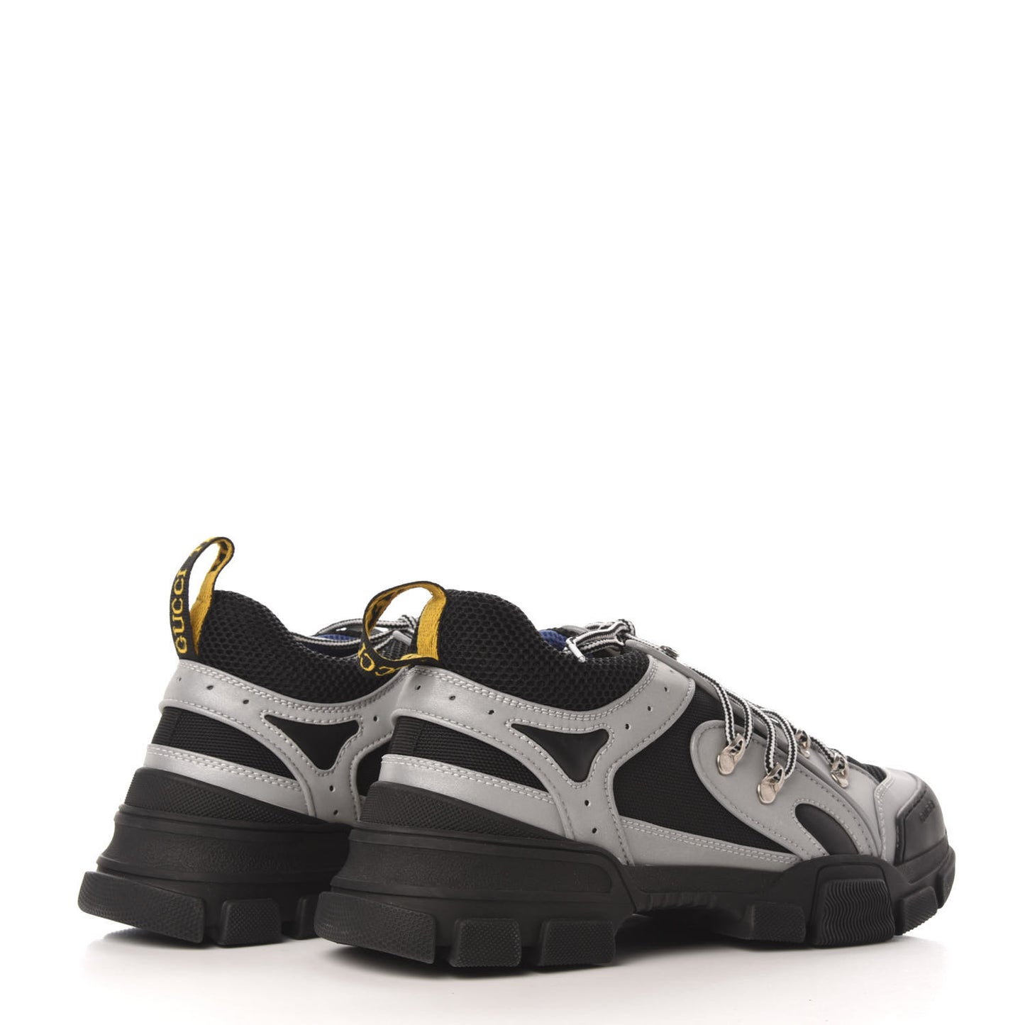 X SEGA Mesh Technical Canvas Calfskin Reflective Mens Flashtrek Sneakers 10.5 Silver Black