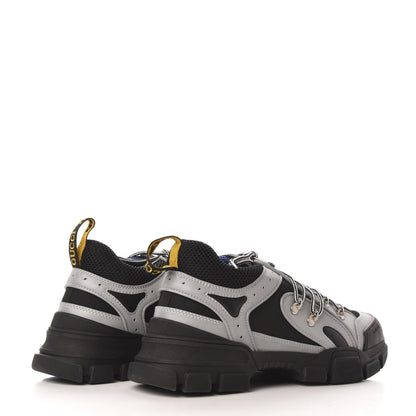 Gucci X SEGA Mesh Technical Canvas Calfskin Reflective Mens Flashtrek Sneakers 10.5 Silver Black 4 of 8