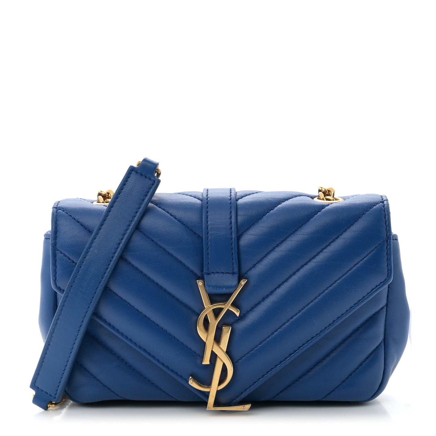 Sheepskin Matelasse Chevron Monogram Classic Baby Chain Bag Blue Majorelle
