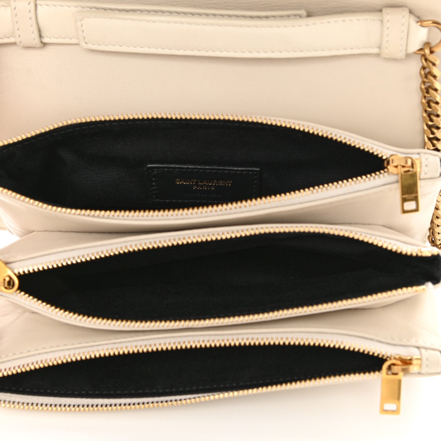 Saint Laurent Lambskin Diamond Quilted Angie Chain Bag Crema 5 of 9