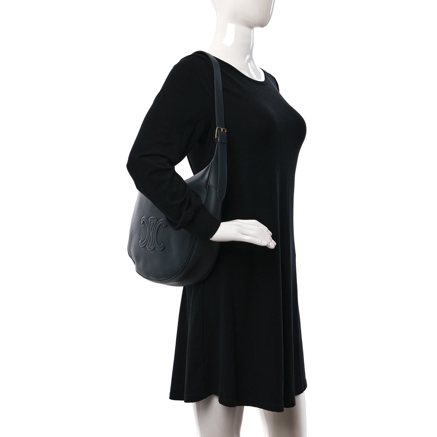 Calfskin Triomphe Heloise Shoulder Bag Slate Grey
