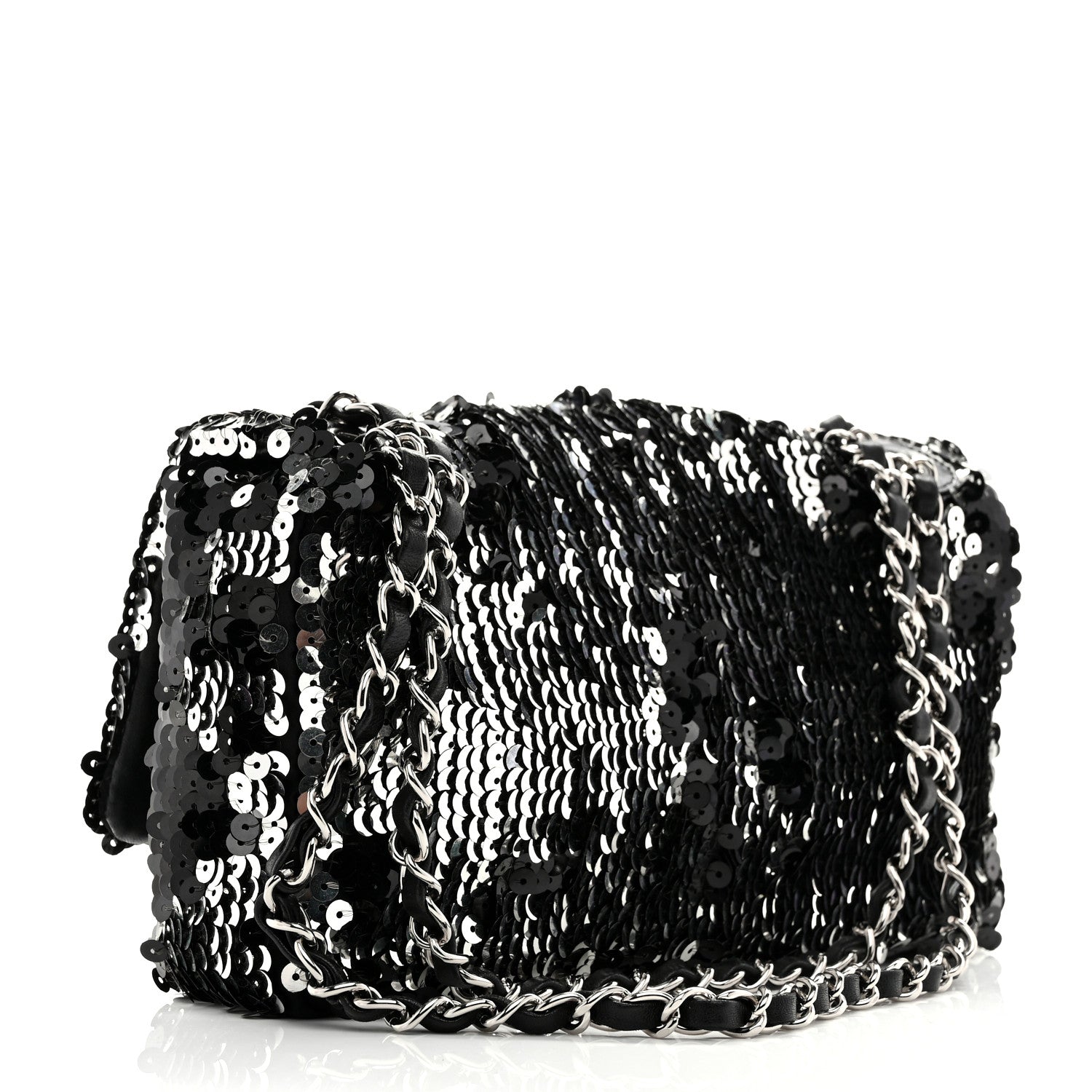 Chanel Sequin Summer Night Flap Black Silver 3 of 10
